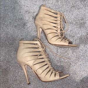 Nude Suede CutOut Heels